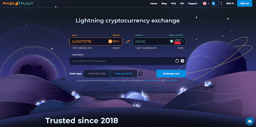 FixedFloat instant exchange with sub-millisecond matching for fixed and floating rates on 400 cryptocurrencies